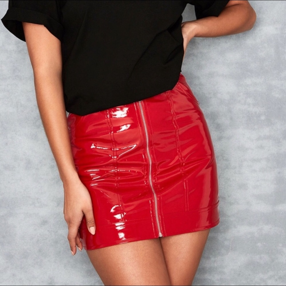 Mistress Rocks Red Patent Leather Skirt